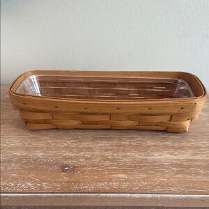 EUC Vintage Longaberger Handmade Rectangular Woven Basket w/Clear Insert